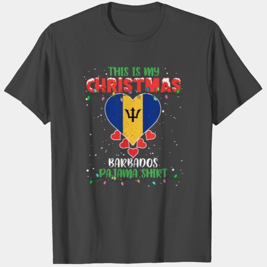 This Is My Christmas Barbados Flag Pajama T Shirts
