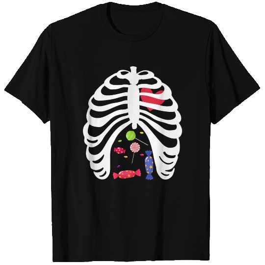 Halloween Candy Skeleton Rib Cage Pullover T Shirts