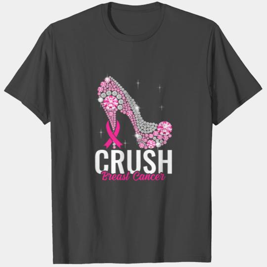 Crush Breast Cancer Bling Pink Ribbon awareness T Shirts