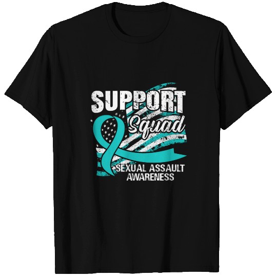 Support Squad Sexual Assault Awareness Teal Ribbon T Shirts
