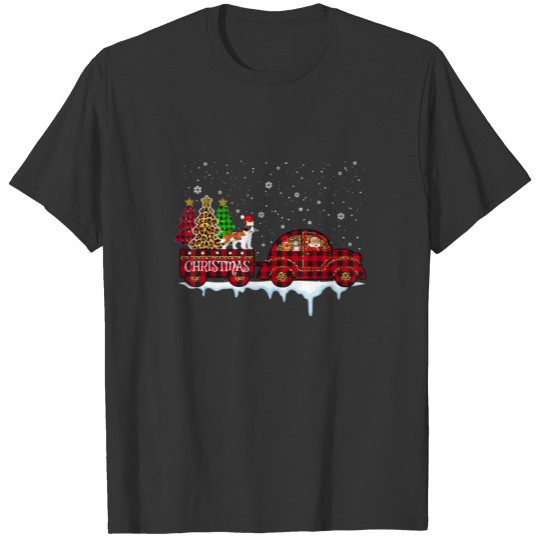 St Bernard Dog Christmas Red Plaid Truck Tree Xmas T Shirts