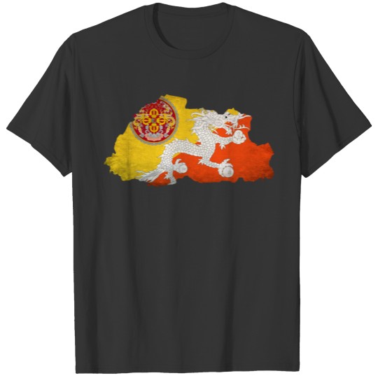 Bhutan Flag Map T-shirt