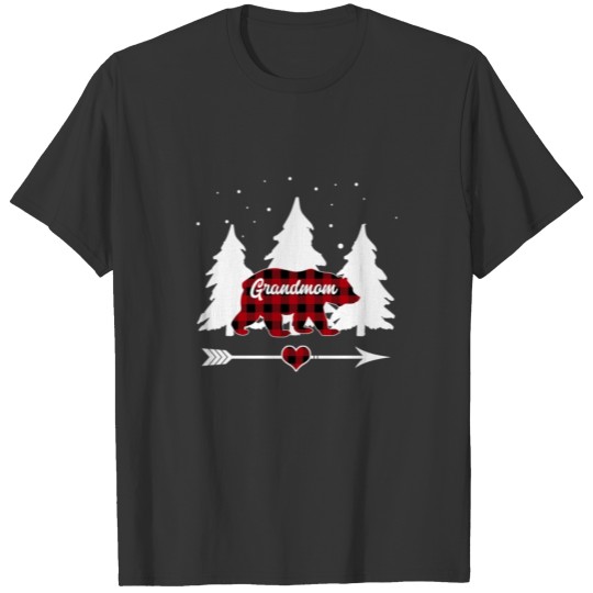 Grandmom Bear Buffalo Red Plaid Matching Family T Shirts