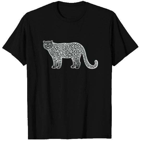 Snow Leopard - hand drawn detailed animal design T Shirts