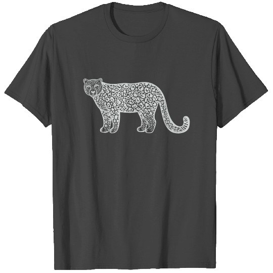 Snow Leopard - hand drawn detailed animal design T Shirts