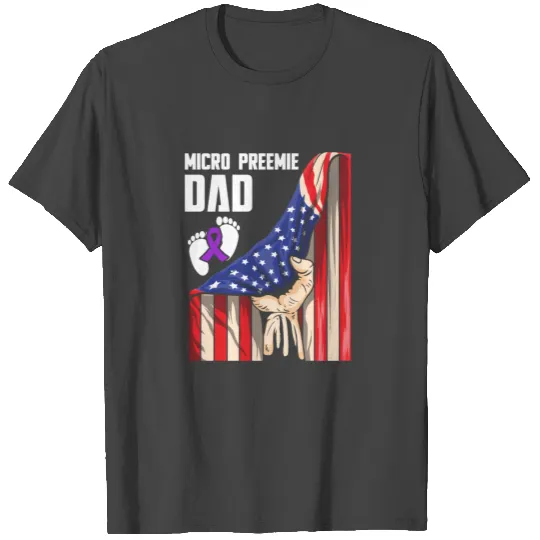 Micro Preemie NICU New USA Flags Dad Premature T Shirts