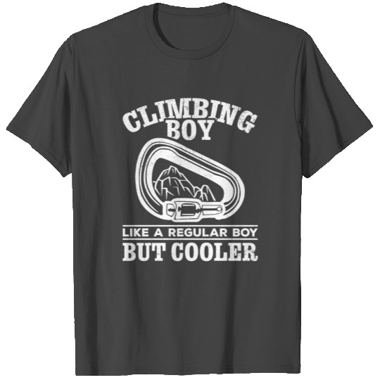 Mountain Climbing Boy climbing wall bouldering T Shirts