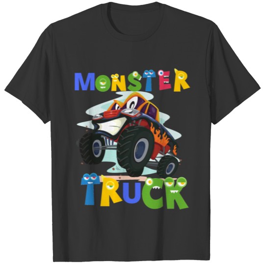 Monster Truck Cartoon kids Toddler T Shirts