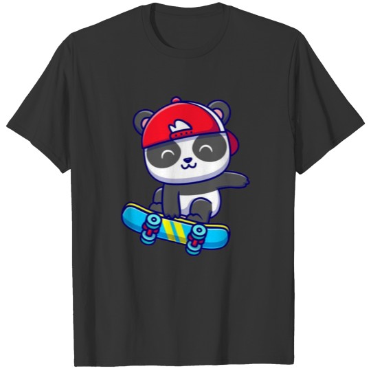 Cute Panda Playing Skateboard T-shirt