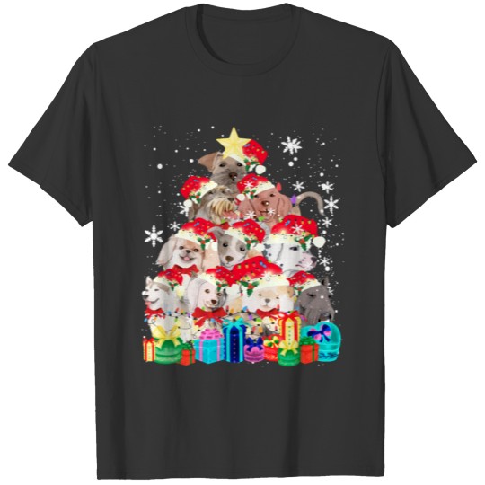 Festive Dog Christmas Tree T Shirts
