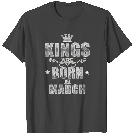 Kings are Born in March glam faux rhinestone T Shirts
