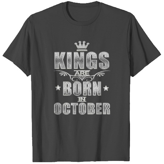 Kings are Born in October glam faux rhinestone T Shirts