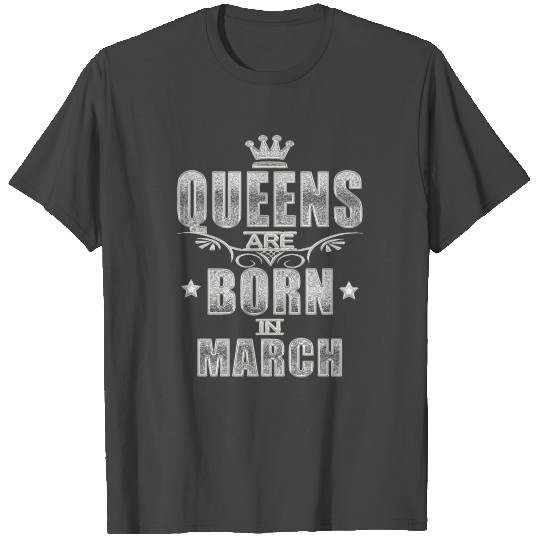 Queens are Born in March glam faux rhinestone T Shirts