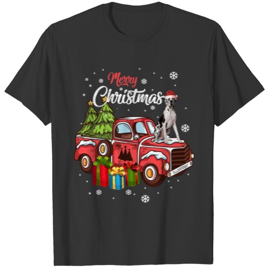 Great Dane Riding Red Truck Merry Classic T Shirts