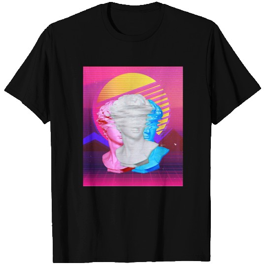80s & 90s Grid Sunset with Retrowave Synthwave T Shirts