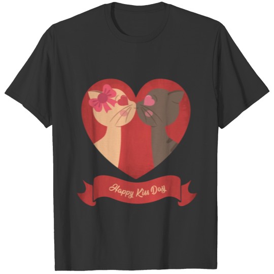 Happy kiss Day Valentine s Day CAT lover T-shirt