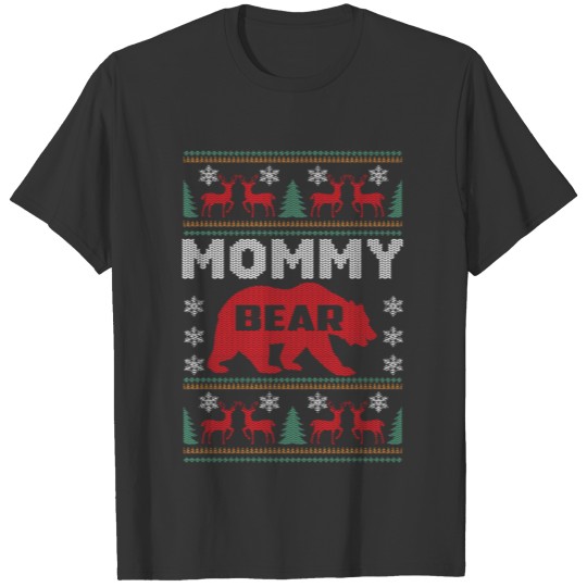 Bear Mommy Mom Holiday Snow Tree Ugly Christmas T Shirts