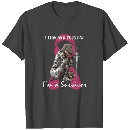 1 Year Cancer Free Pink Breast Cancer Survivor Gif T Shirts