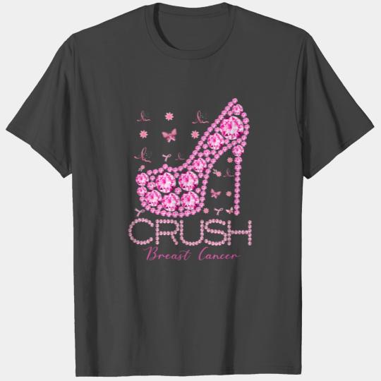 Crush Breast Cancer Awareness Bling Pink Ribbon T Shirts