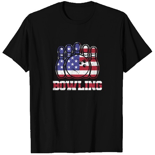 bowling america flag - cone skittles bowlers T Shirts