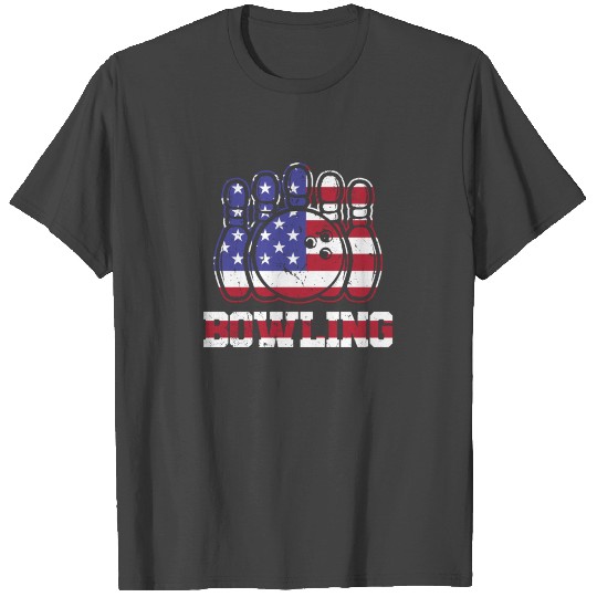 bowling america flag - cone skittles bowlers T Shirts