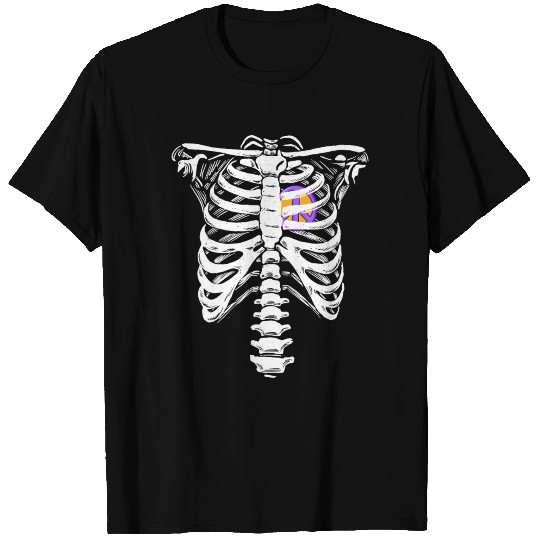Peace Sign Heart Skeleton Rib Cage Halloween Peace T Shirts