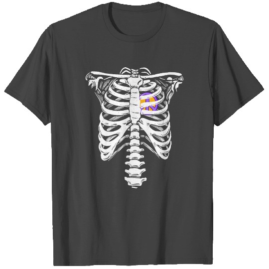 Peace Sign Heart Skeleton Rib Cage Halloween Peace T Shirts