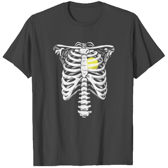 Tennis Heart Skeleton Rib Cage Halloween Tennisten T Shirts