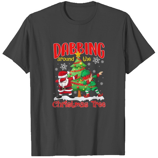 Santa Elf Dabbing Christmas Tree Kids Boys Men T Shirts