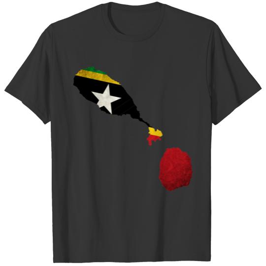 Saint Kitts and Nevis Flag Map T-shirt