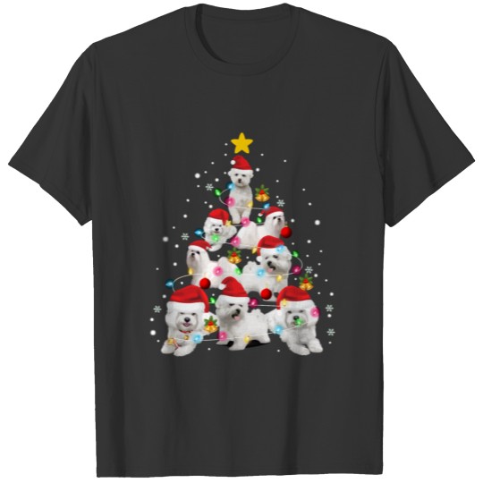 Maltese Dog Christmas Tree Funny Xmas Maltese Love T Shirts