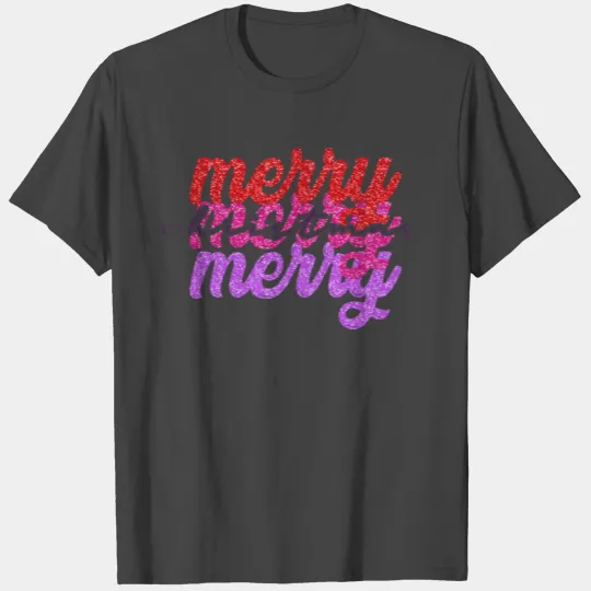 Merry Merry Merry Christmas Glitter T Shirts