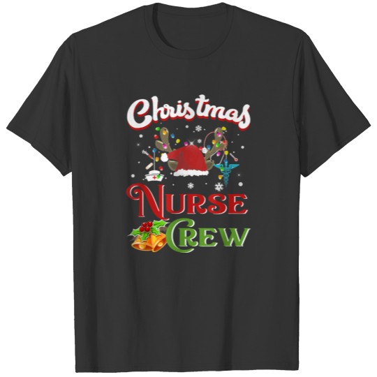 Nurse Crew Funny Reindeer Santa Hat Nurse Nursing T Shirts