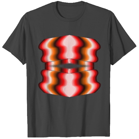 abstract red zig zag waves pattern T Shirts