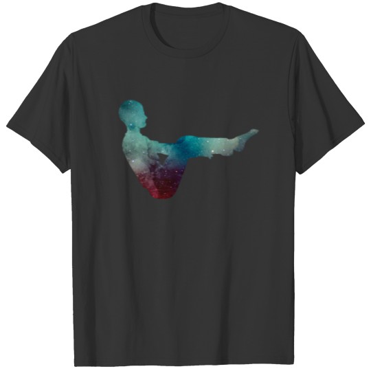 Multicolor Yoga Pose Boat Galaxy Space Spiritual T-shirt