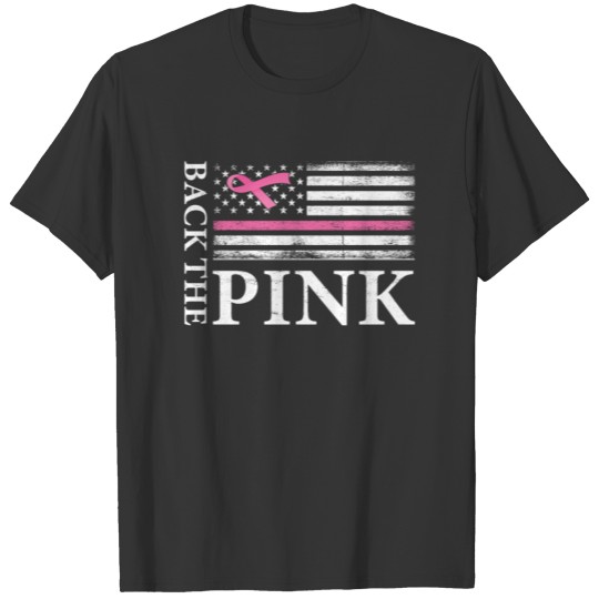Back The Pink Ribbon Flag Breast Cancer Awareness T-shirt