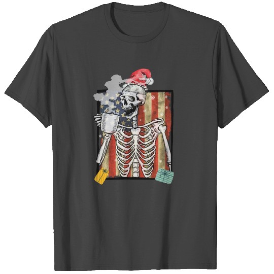 American Christmas, skeleton Christmas, flag us T Shirts
