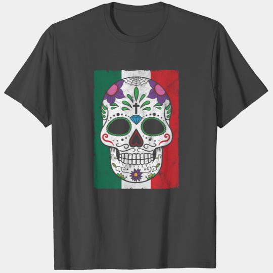Skull Mexican Flag Mexico Day of the Dead T Shirts