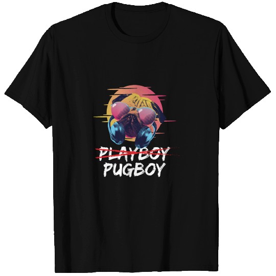 Pug and Dog lover funny playboy pug T Shirts