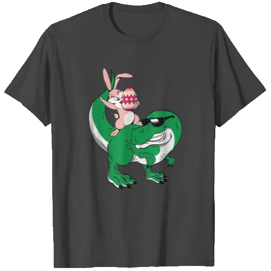 Bunny Riding T Rex Cute Dino saur Happy Easter T Shirts