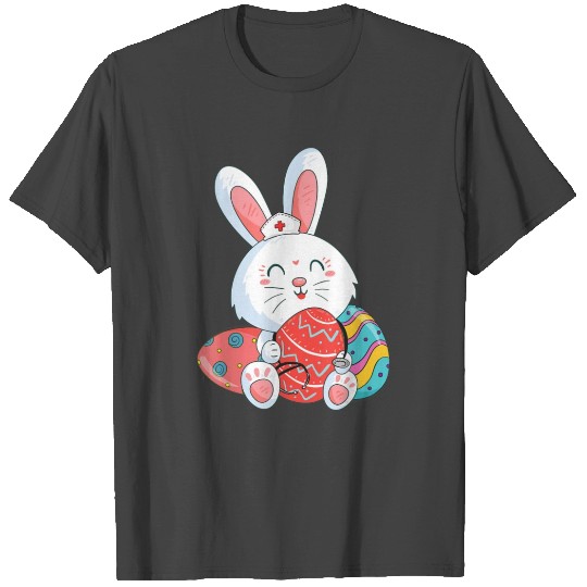 Cute Bunny Nurse Eggs Happy Easter Day Nursing T Shirts