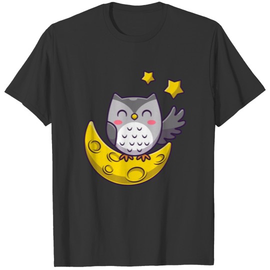 Cute owl with moon and stars T Shirts