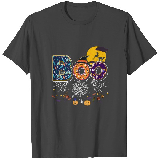 Boo Witch Hat Pumpkin Spider Candy Halloween T Shirts