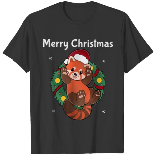 Kawaii Red Panda Merry Christmas T Shirts