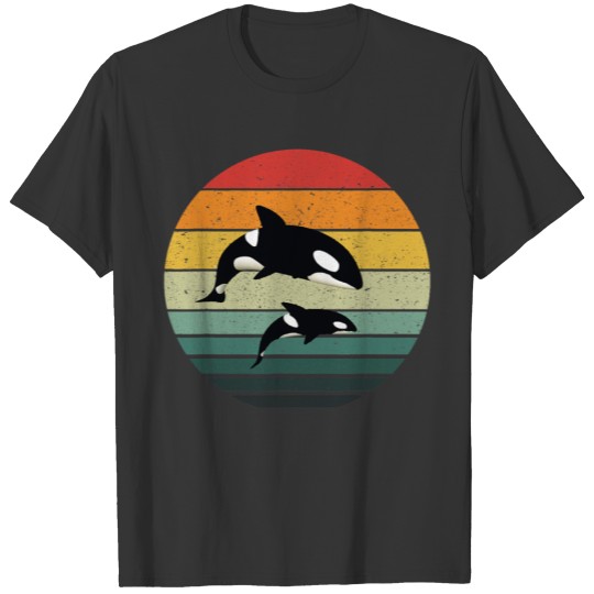 Orca Family Vintage Retro Art Killer Whale Family T Shirts
