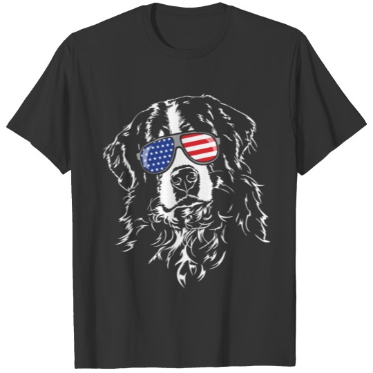 Patriotic BERNESE MOUNTAIN DOG American Flag dog T-shirt