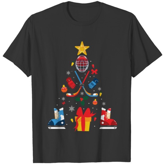 Ice Hockey Christmas Tree Ornaments Funny Xmas Gif T Shirts