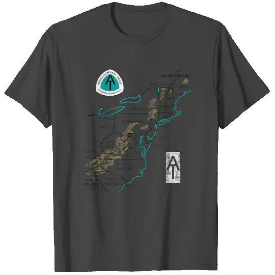 AT Logo Appalachian Trail Hiking Map T Shirts