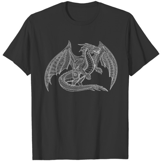 Dragon zentangle style art pattern tattoo T-shirt