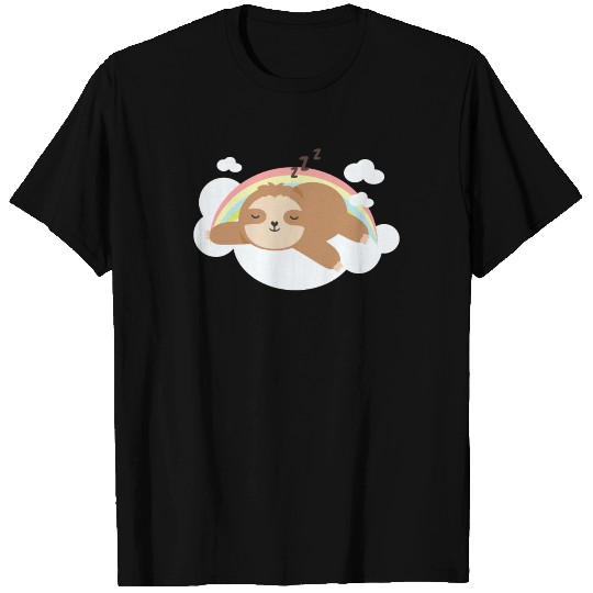 Rainbow Cloud Sloth Fitted Scoop T Shirts